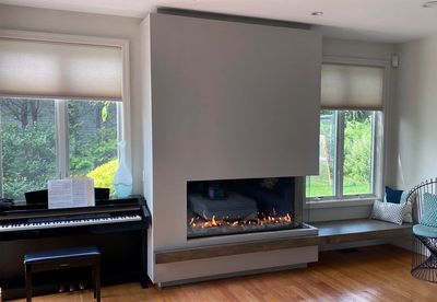 Flare: Right Corner 45" Fireplace with 24" High Glass