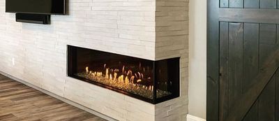 Flare: Right Corner 80" Fireplace with 30" Extra High Glass