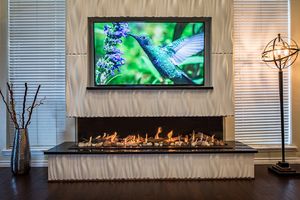Flare: Double Corner 100" Fireplace with 30" Extra High Glass