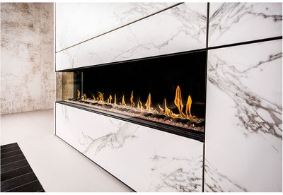 Flare: Left Corner 100" Fireplace with 16" Glass