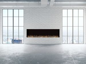 Flare: Front Facing 100" Fireplace with 30" Extra High Glass
