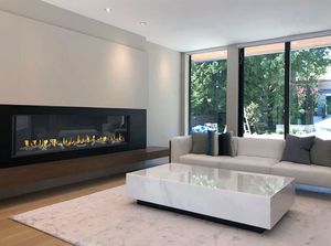 Flare: Front Facing 100" Fireplace with 24" High Glass