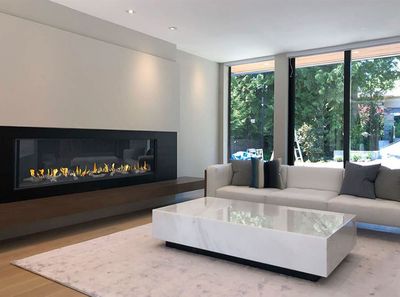 Flare: Front Facing 100" Fireplace with 24" High Glass