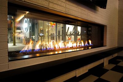 Flare: See-Through 100" Commercial Fireplace with 24" High Glass