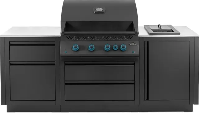 Napoleon OASIS® Outdoor Kitchen Kit, Matte Black, Propane, Series 32 with Stainless Steel Countertops gas grill