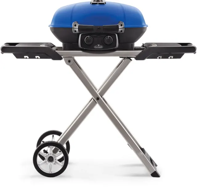 Napoleon TravelQ™ 285X Portable Propane Gas Grill with Scissor Cart, Blue gas grill