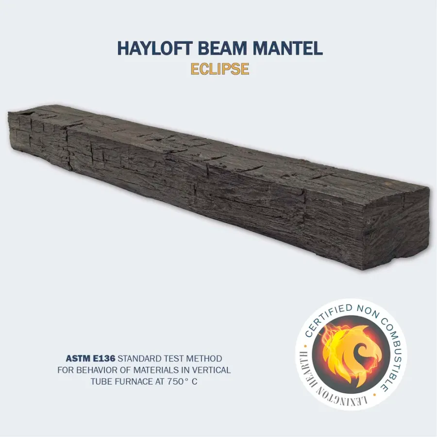 The Hayloft Beam Floating Hearth and Rustic Mantel Kit by Lexington Hearth