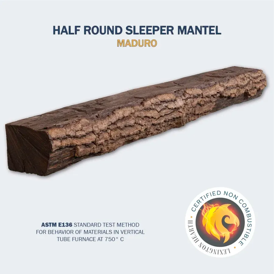 Half-Round Sleeper Log Mantel by Lexington Hearth