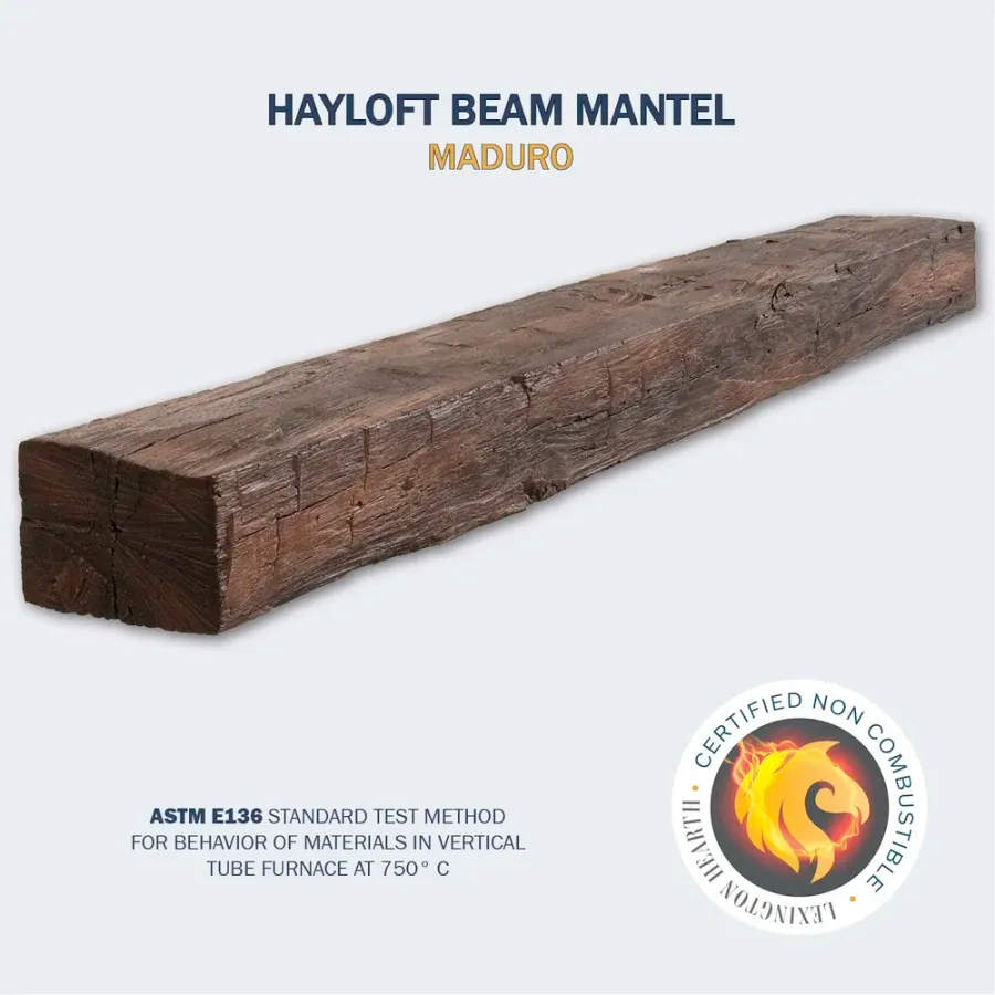 Hayloft Beam Non-Combustible Mantel by Lexington Hearth